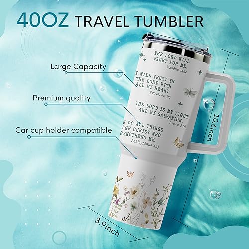 Christian Tumbler - Gifts for Christian Women - Bible Emergency Tumber - Motivational Coffee Tumbler - Gift Ideas for Christian Women, Friend, Coworkers - I Am A Child of God 40oz Tumbler with Handle - color: Child of God