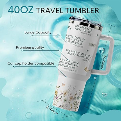 Christian Tumbler - Gifts for Christian Women - Bible Emergency Tumber - Motivational Coffee Tumbler - Gift Ideas for Christian Women, Friend, Coworkers - I Am A Child of God 40oz Tumbler with Handle - color: Child of God