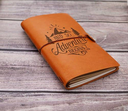 And So the Adventure Begins-Travel Memory Journal-Congra Retirement Promotion Wedding Graduation Gift-World Traveler Camper Keepsake-Adventure Awaits Refillable Photo Diary Travel Record Notebook - style: Style44-and so the adventure begins-tree