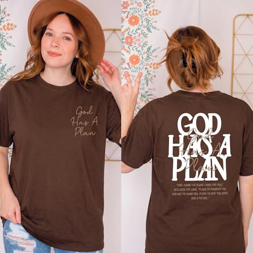 Christian Shirts for Women God is Good Shirt Oversized Jesus Faith Tshirt - color: B-brown, size: Medium