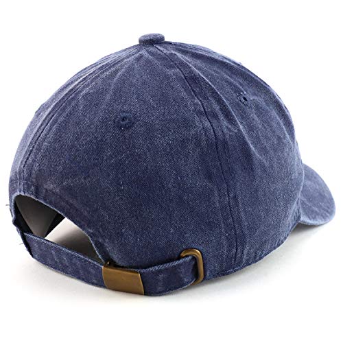 Trendy Apparel Shop Dad Embroidered Pigment Dyed Low Profile Cotton Cap - color: Navy