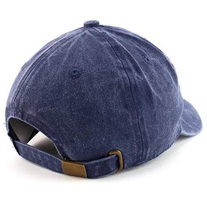 Trendy Apparel Shop Dad Embroidered Pigment Dyed Low Profile Cotton Cap - color: Navy