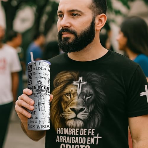 TUMBTU Christian Bible Verse Tumbler,Inspirational Tumbler Gift for Men - color: White-Black