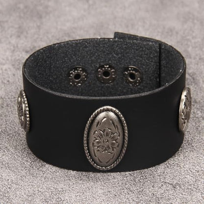 GelConnie Punk Leather Cuff Bracelet Adjustable Straps Wrap Bracelets Arm Armor Cuff Gothic Leather Wristbands for Men, Women - color: MLPB113-Black