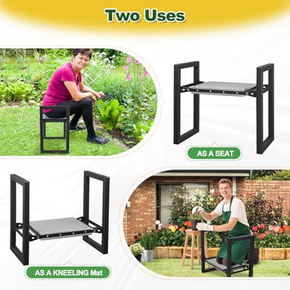 Garden Kneeling Stool Foldable, 2-in-1 Portable Kneeler and Seat with 12.6" Extra Wide Thickened Cushion, Comfortable for Gardening, Weeding, Outdoor Use - Support Up to 330lbs, Lightweight & Sturdy