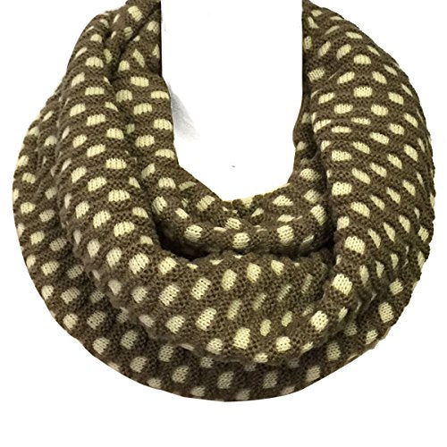 Wrapables Thick Knitted Winter Warm Infinity Scarf - color: Brown/Cream