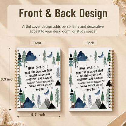 Inspirational Christian Spiral Notebook, How Cool Is It That the Same God Bible Verse Journal, Mountain Forest Religious Hardcover Lined Notebook Journal, 5.5x8.3 Inch - color: pattern-11