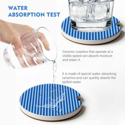 2 Pack Car Coasters for Cup Holders, Cute Car Accessories Interior (Blue Stripes) - color: Blue Stripes