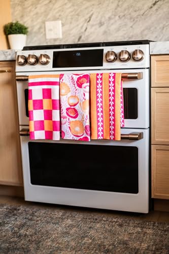 Kitchen Towels, Dish Towels for Kitchen, 3 Pc Kitchen Towel Set - color: Pink Orange