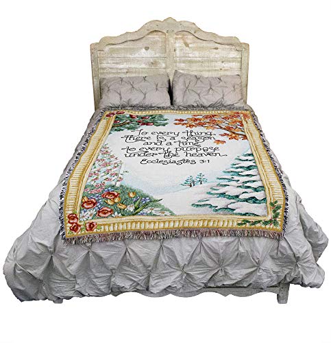 Pure Country Weavers There is A Season Blanket by Yvonne Symank - Scriptures - Ecclesiastes 3:1 - Religious Gift Tapestry Throw Woven from Cotton - Made in the USA (72x54) - color: Ecclesiastes 3:1, size: 72" x 54"