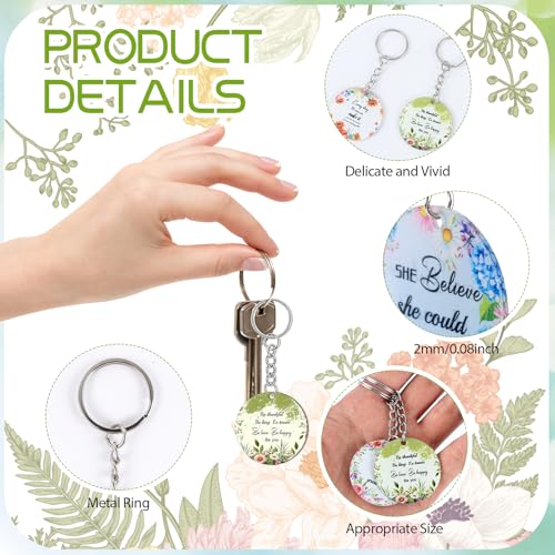 clothmile 100 Pcs Bible Verse Keychains Christian Keyrings Marble Keychains Acrylic Religious Key Rings for Women - color: Floral