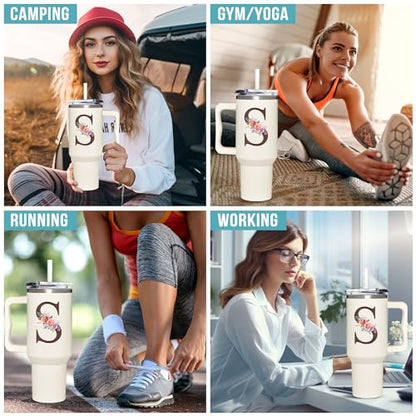 Personalized Gifts for Women, Customized Mother's Day, Birthday, Xmas Gift For Grandma, Mom, Wife, Friends, Sisters, Coworkers, Monogrammed Tumbler 40oz with Lid and Straw - color: S