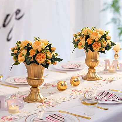 Sziqiqi Gold Metal Vase for Centerpiece, Table Flower Arrangements, 10Pcs - color: Gold, size: 9in-10pcs