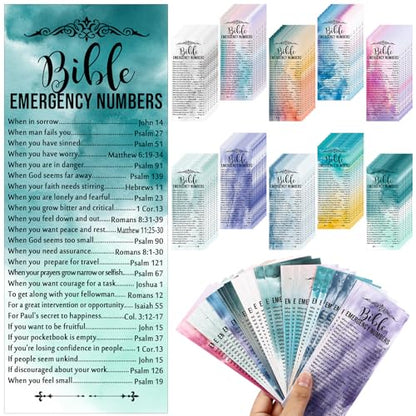 Motiskyy 100 Pcs Bible Emergency Numbers Bookmark Gift, Colorful - color: Colorful