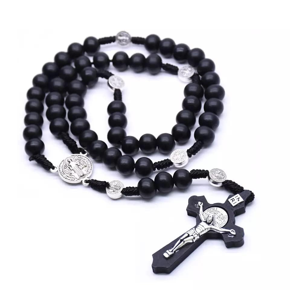 KOMI Handmade Wooden Catholic Rosaries, Rosary Beads Necklace Wood Christian Prayer Beads Catholic Christian Gift - style: Rosary#7