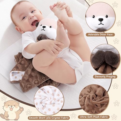 Loveys for Babies, Brown Prayer Otter Baby Security Blanket - color: Brown Otter