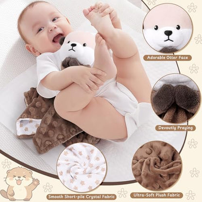 Loveys for Babies, Brown Prayer Otter Baby Security Blanket - color: Brown Otter