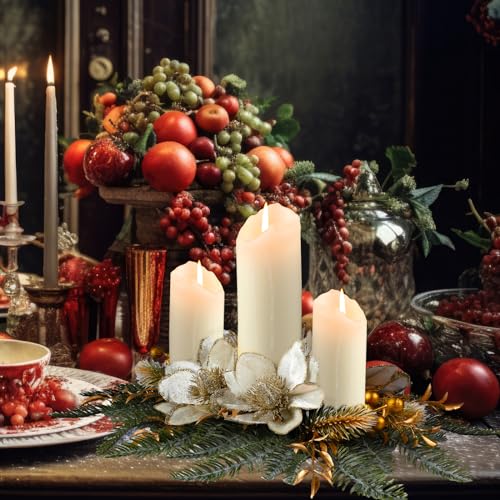 Cindeer Christmas Centerpiece 30 Inch LED Candle Holder, Gold - style: Gold
