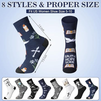 8 Pairs Christian Socks for Men Pastor Church Religious Gifts