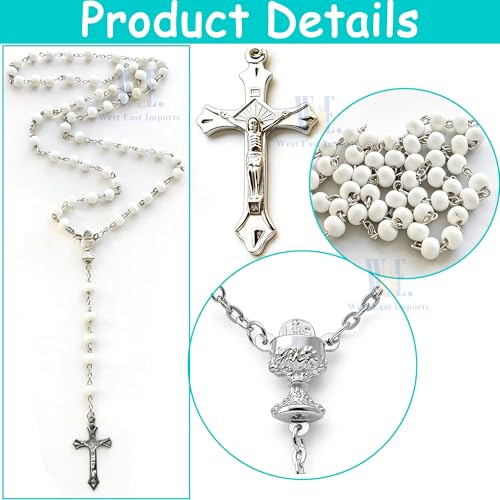 12 PCS White Scented Wood Rosary Favors First Communion Recuerdos