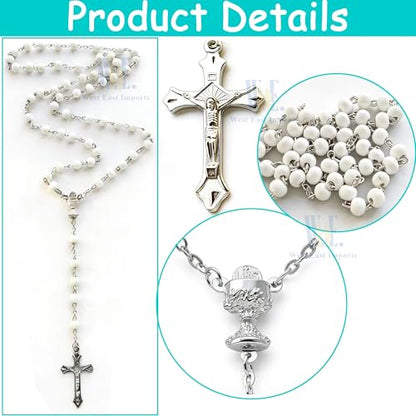 12 PCS White Scented Wood Rosary Favors First Communion Recuerdos