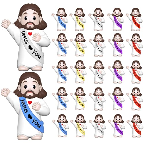 25 Pcs Little Jesus Figures, Mini Jesus Figurines Tiny Statues - color: Lively Color（25pcs）, size: 1.4Inch(25pcs)