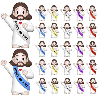 25 Pcs Little Jesus Figures, Mini Jesus Figurines Tiny Statues - color: Lively Color（25pcs）, size: 1.4Inch(25pcs)