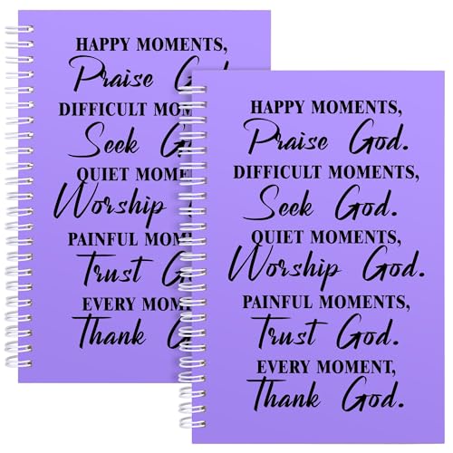JOHSBYD 2Pcs Christian Spiral Notebook – Bible Verse Journal for Women - color: 2pcs Moments Purple