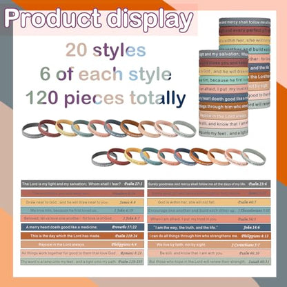 Estune 120 Pcs Bible Verse Bracelets Christian Wristbands, Classic Color - color: Classic Color