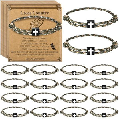 Tondiamo Cross Country Gift Bulk Runners Christian Cross Bracelets
