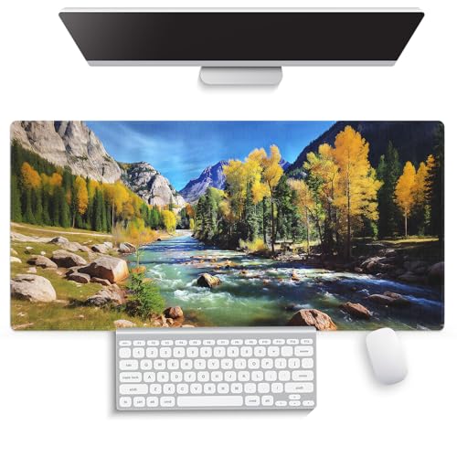 Colorado Rocky Mountain Landscape Large Mouse Pad, Foliage Idyllic Desk Mat - color: dyllic Photo
