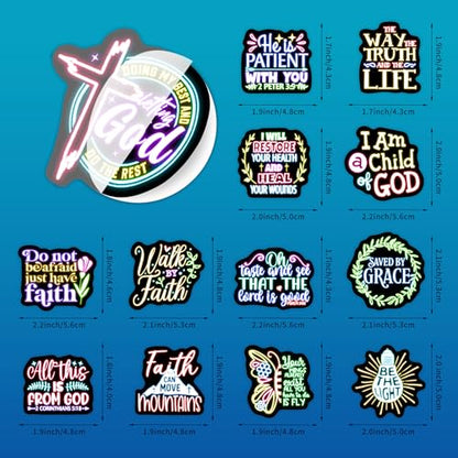 51 Pcs Glow in The Dark Neon Christian Bible Stickers for Kids, Jesus Christ Faith Vinyl Waterproof Water Bottle Laptop Decals, Teens Adults Religious Christianity Christmas Easter Thanksgiving - color: Jesus-ls017