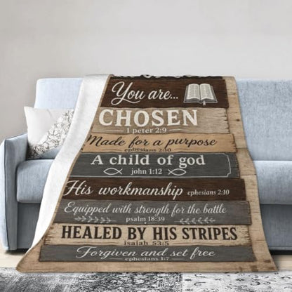 Man of God Blanket for Men, Christian Faith Gift, Bible Verse Throw - color: Rustic Wood