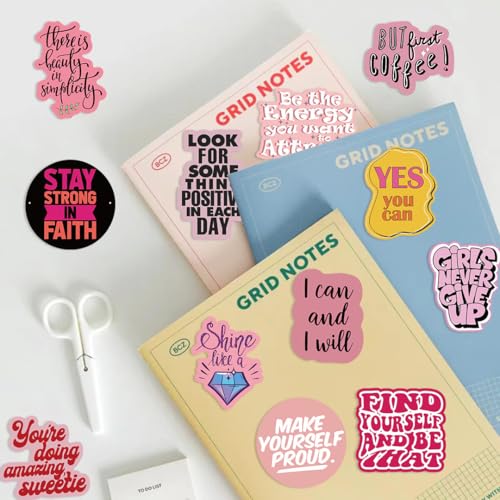 50pcs Pink Motivational Aesthetic Stickers, Inspirational Waterproof PVC Stickers for Water Bottles Laptop Scrapbooking Mirrors Notebooks Cars Bumpers Bikes Bedroom Travel Case Snowboard - color: Pink