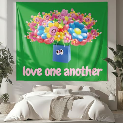 NIPINUS Christian Wall Tapestry with Bible Verses - Love one another,Green Cute Flags Tapestry for Bedroom, Dorm, Living Room Decor Wall Art, 50×60 inches - color: Love one another