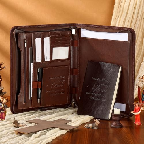 Fuyoooo 3 Pcs Pastor Gifts for Men Leather Portfolio Set Philippians 4:13 - style: Philippians 4:13