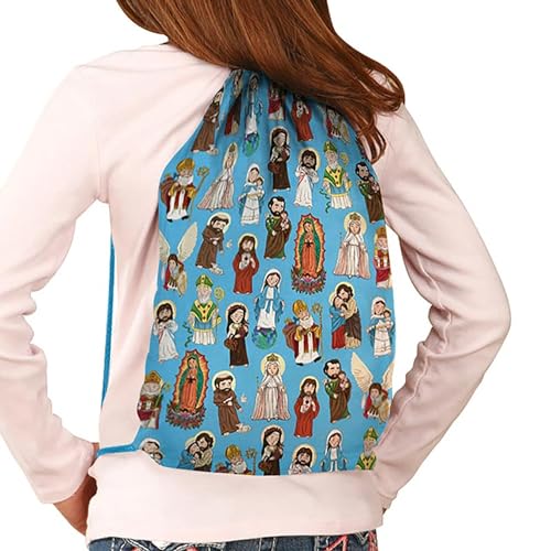 Needzo Catholic Saints Drawstring Bag, Religious Backpack, 10 x 15 Inches