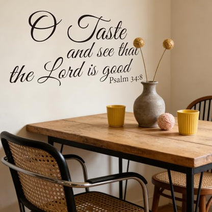 BATTOO O Taste and See That The Lord is Good - Vinyl Lettering Wall Decal Quote Bible Verse Scripture Psalm 34 8(Black, 22" WX12 H)