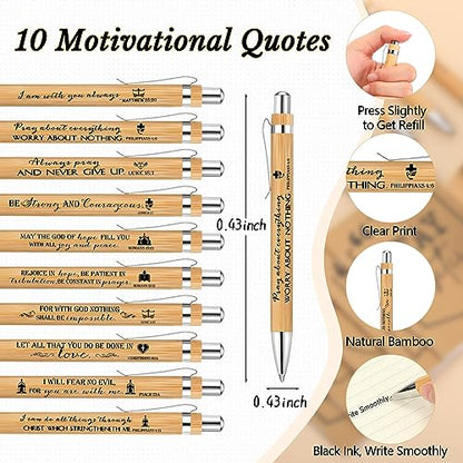 Fuutreo 90 Pcs Christian Bulk Bible Verse Notebook Pen Bookmark Church