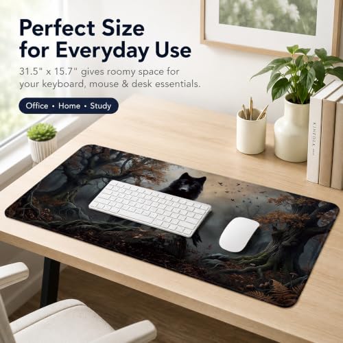 Moody Forest Wolf Raven Gothic Large Mouse Pad 31.5x15.7 Inch,M002 - color: 22Child, size: 31.5L x 15.8W inches