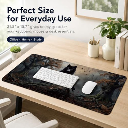 Moody Forest Wolf Raven Gothic Large Mouse Pad 31.5x15.7 Inch,M002 - color: 22Child, size: 31.5L x 15.8W inches