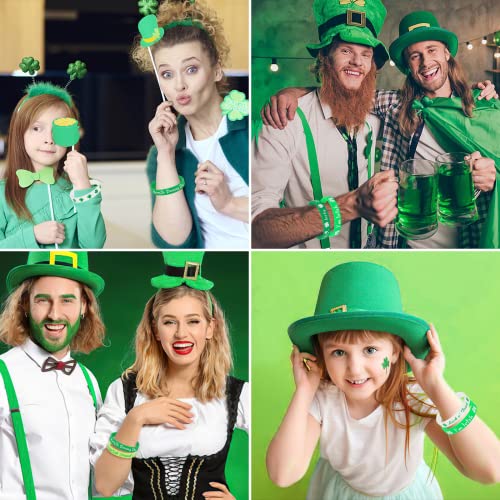 42pcs St. Patrick's Day Silicone Bracelets, Green Shamrock Rubber Wristband - style: St. Patrick's Day Style