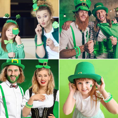 42pcs St. Patrick's Day Silicone Bracelets, Green Shamrock Rubber Wristband - style: St. Patrick's Day Style