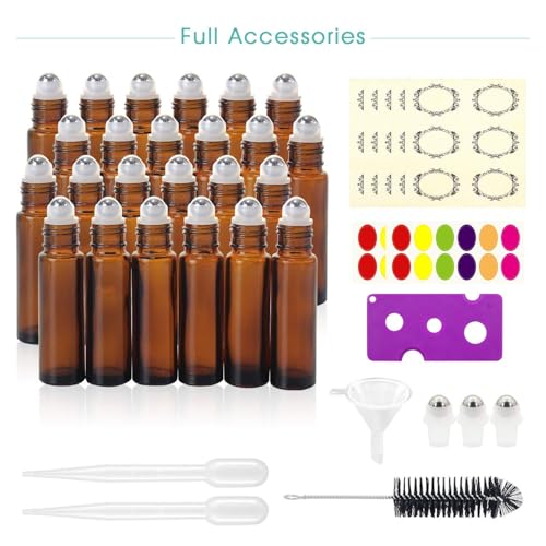 Mavogel 24 Pack 10ml Roller Bottles for Essential Oils