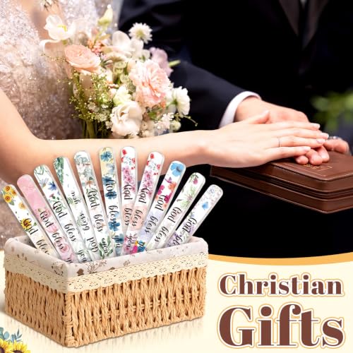 10 Pack Floral Scripture Christian Glass Nail File with Case - style: Christian