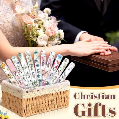 10 Pack Floral Scripture Christian Glass Nail File with Case - style: Christian