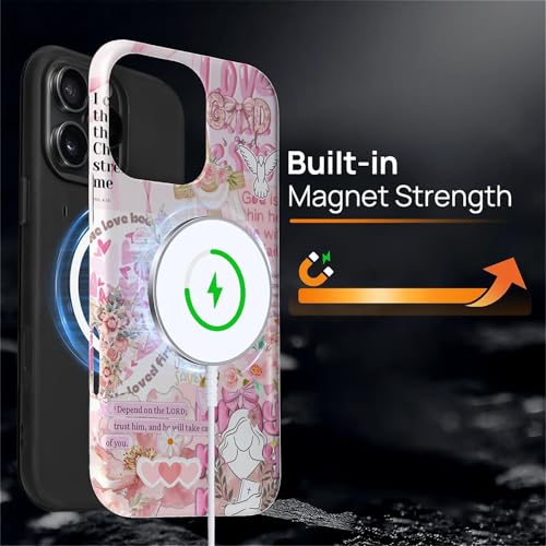 Magnetic Case for iPhone 16 Pro Max, Compatible with Magsafe PC Hard Shell & Silicone Inner Bumper Anti-Scratch Full-Body Cover Shockproof Slim Design Retro Newspaper Collage Religious Jesus - color: Retro Newspaper Collage Religious Jesus, size: iPhone 1