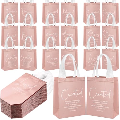 Aliceset 40 Pcs Christian Gift Bags with Bible Verse, Black, Pink - color: Pink
