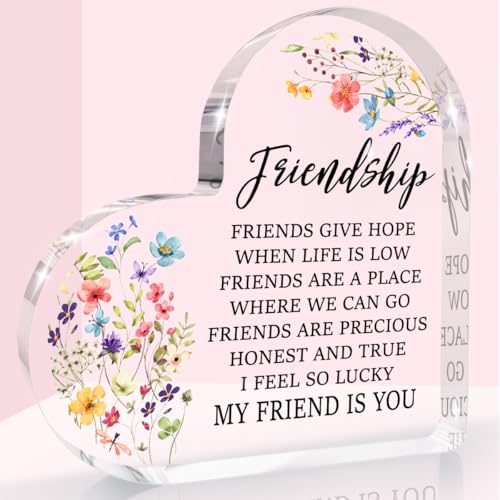 Friendship Gifts for Women, Heart Shaped Acrylic Sign Decor - color: Friendship