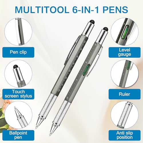 12 Sets 6 in 1 Multi Tool Pen Father Day Man of God Gift Christian Church Gifts for Men Bulk Bible Verse Bookmarks Screwdriver Pen Multi Tool Pens for Christian Father Coworkers